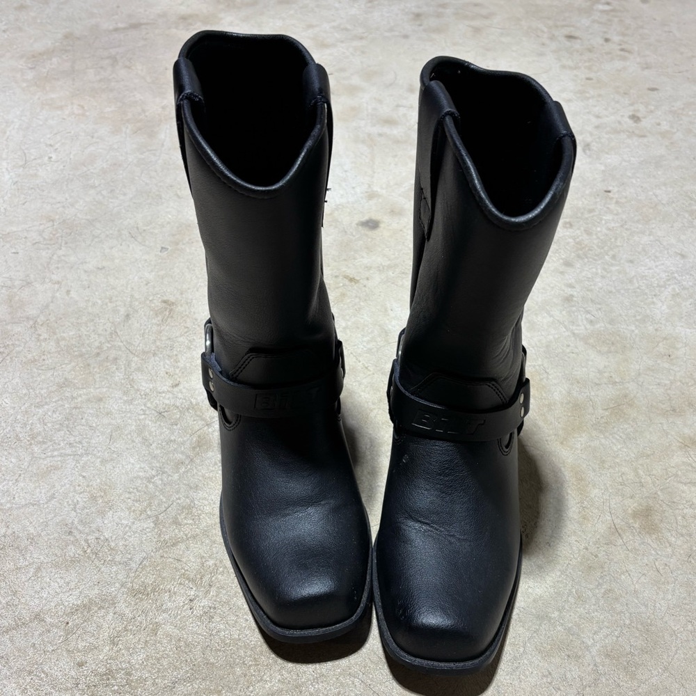 Black Leather Women's Motorcycle Boots